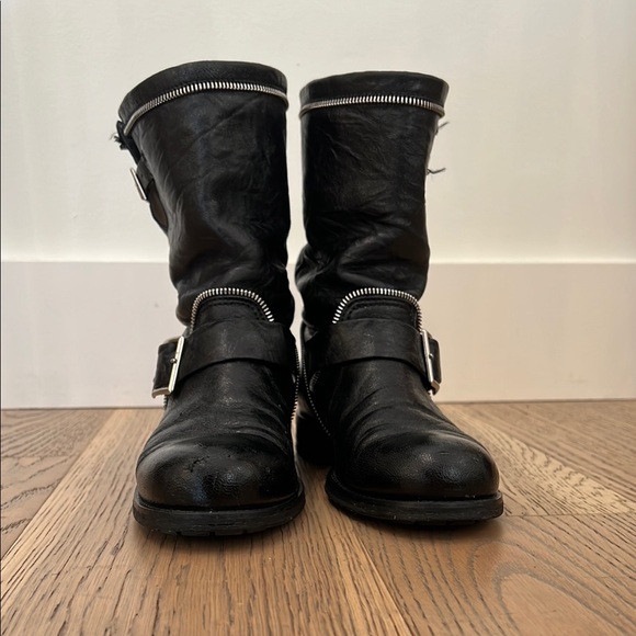 Jimmy Choo Black Leather Biker Boots - Picture 2 of 13